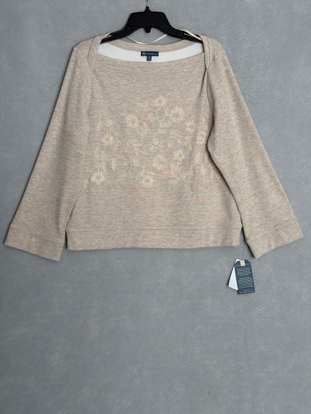 Democracy Embroidered Boat Neck Sweater Long Sleeve Women's PL NEW